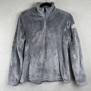 Klim Cascade Wmns Grey Fleece 1/4 Zip Pullover Faux Fur Plush Performance Top M